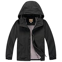 Blu Apparel Kids Waterproof Jacket Childrens Rain Coat ideal for School Coat, Walking Windproof Jacket, Childrens Rain Jacket (UK, Age, 13 Years, Regular, Black Fleece Lined)