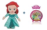 PRINCESAS Peluche Disney Ariel 30 cm + Reloj Despertador Disney.