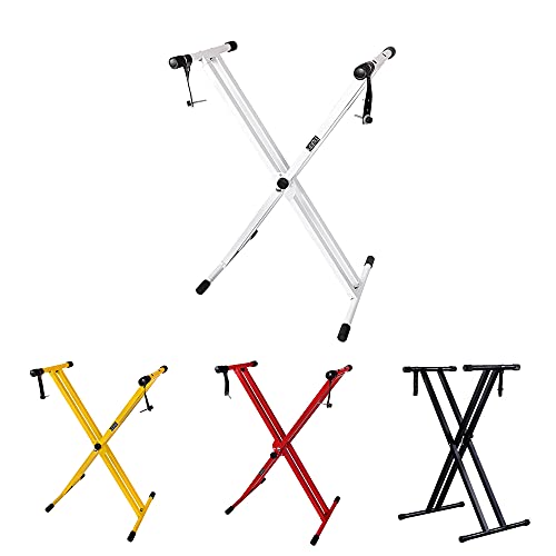 Kadence Heavy-Duty, Double-X, Adjustable Piano Keyboard Stand with Locking Straps (White)