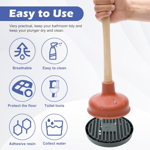 Image of 2 Pcs Plunger Trays, Air Drying Mat for Toilet Plunger, Catches Drips and Dries Quickly, Toilet Plunger Organizer Mat, Toilet Plunger Holder Only