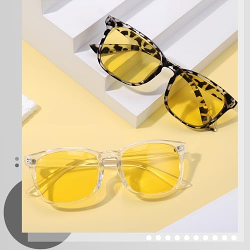 Image of Polarized Sunglasses for Women Men, Night Driving Glasses Anti Glare Yellow Lens UV 400 for Day Night Use
