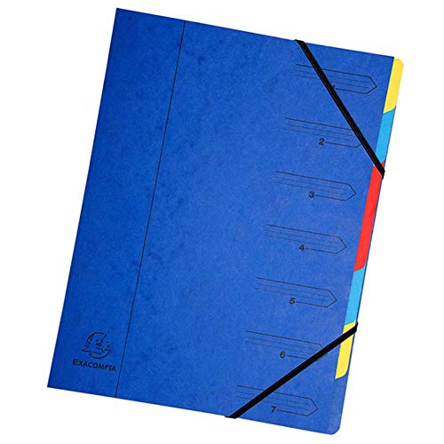 Exacompta 54072E   Clasificador grapado con gomas 7 compartimentos, azul