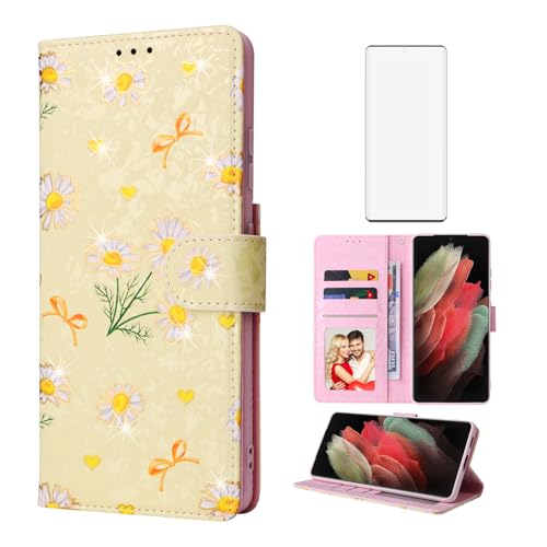 Coque Samsung S21 Ultra marguerite jaune étui silicone rigide pour smartphone