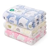 1 Pack 3 Blankets Super Soft Fluffy Premium Cute Elephant Pattern Pet Blanket Flannel Throw for Dog Puppy Cat Blue/Pink/Yellow Small(23x16 inch)