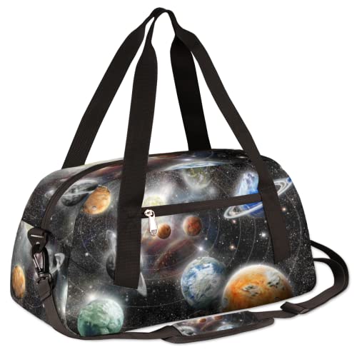 Alien Planet Stars System Space Gym Duffle Bag for Kids,Sports Bag for Teens Boys & Girls Small Waterproof Overnight Weekender Carry School Practice Travel Bag3