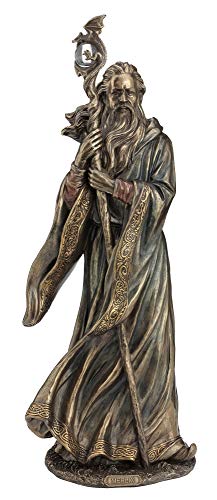 Estatua Decorativa Merlin Dragón 18.5 Pulgadas Bronce