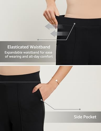 Image of Symbol Premium Women's High Rise Ankle Length Wide Leg Knit Trouser (Elasticated Waist | Formal Pants | Office Wear | Desk-to-Dinner) (Available in Plus Sizes)