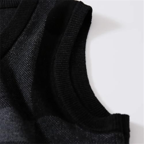 Mens Sweater Vest Thick Wool Patchwork Knit Vest Vintage Buttons Warm Business Waistcoat4