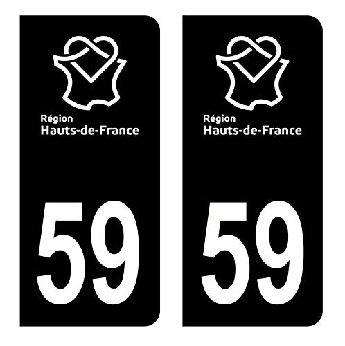 Aufkleber Für Nummernschilder – Dept 59 Hauts De France, 4 Stück, Dunkelblau Mit Abgerundeten Ecken