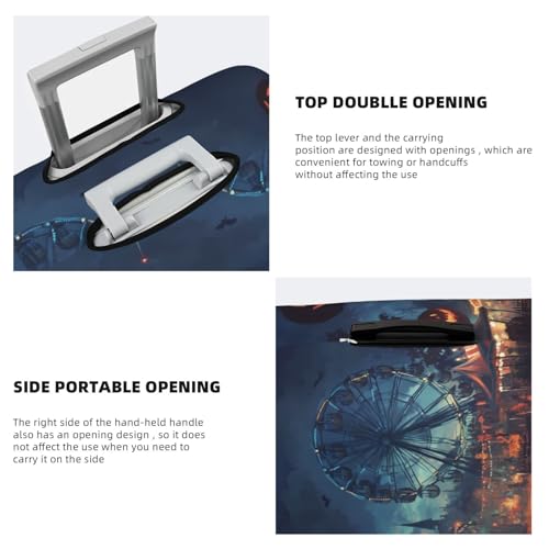 Halloween Pumpkin Amusement Park Travel Luggage Covers - Elasticity Suitcase Covers Protector for Luggage 18-32 Inch4