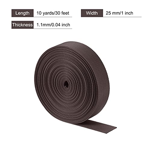 Image of MECCANIXITY Flat Nylon Webbing Strap 1 Inch 10 Yards Brown for Backpack, Luggage-rack