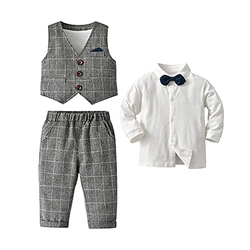 Legou Children's clothing long-sleeved romper three-piece set Blue 6-9 months