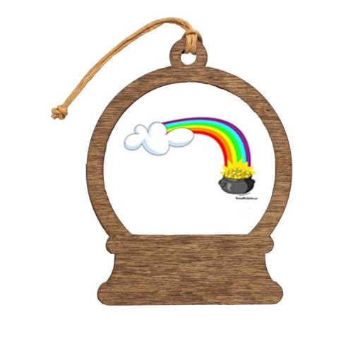 PrintedPerfection.com Personalized Rainbow Wooden Snow Globe Shaped Christmas Ornament