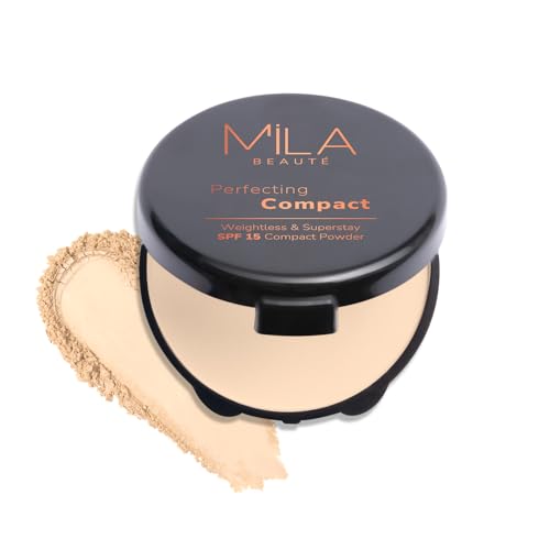 Image of Mila Beaute Perfecting Compact Powder | Natural Matte Finish| Longstay with SPF 15 | Minimized Pores and Finelines | Controls Shine | Lightweight Compact Powder | Shade - (Pure Beige 16g)