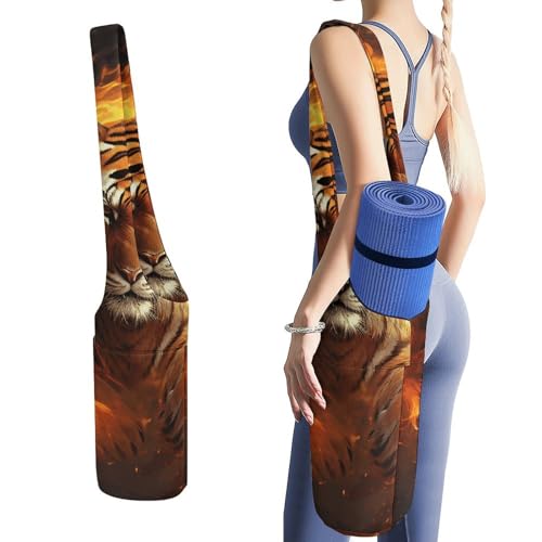Sac de tapis de yoga tigre en flamme de grande capacité pour homme et femme