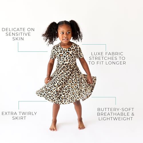Posh Peanut Lana Leopard - Short Sleeve Basic Twirl Dress - 3-4 Years4