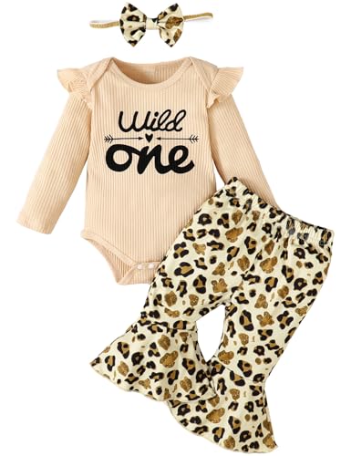 Shalofer Baby Girl 1st Birthday Outfit First Birthday Clothes One Year Old Birthday Leopard Bodysuit