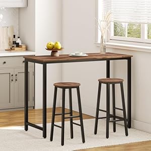 HOOBRO Bar Stools Set of 2, Counter Height Bar Stools, 24.8" Bar Stools for Kitchen Island, Industrial Kitchen Bar Chairs, for Dining Room, Kitchen, Bar, Rustic Brown and Black BF07BY01G1 HOOBRO Bar Stools Set of 2 Counter Height Bar Stools 248 Bar Stools for Kitchen Island Industrial Kitchen Bar Chairs for Dining Room Kitchen Bar Rustic Brown and Black BF07BY01G1