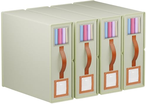 Bed Sheet Organizer pack of 4 – Beige Bed Sheet Organizers and Storage with Leather Handles – King & Queen Size Foldable Bed Sheet Storage Box with Label Cards & Windows for Visibility