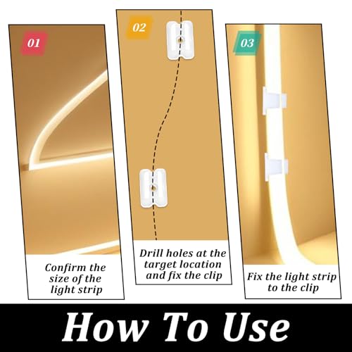 Image of TIESOME 30Pcs LED Strip Mounting Clips Holder Waterproof Rope Light Clips Mounting Bracket Neon Mount Clip Fixing Clamps Holder with Screws for 5mm to 6mm LED Strip Lighting, Translucent
