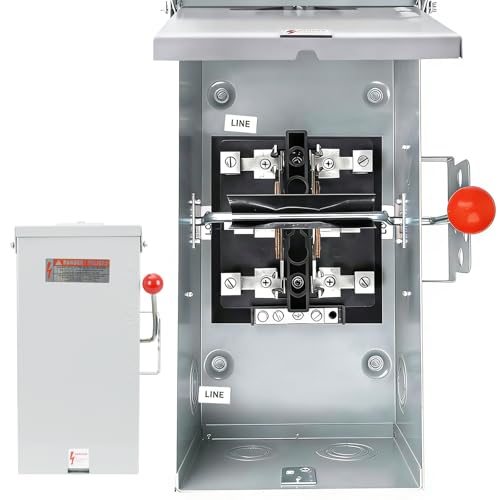 100A Manual Transfer Switch for Generator 24000W General-Duty Double-Throw Safety Switch 120/240-Volt Transfer Switches NEMA 3R Standards for Outdoor & Indoor 100 AMP 2P