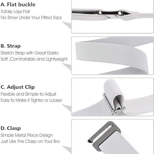 Women No Show Stretch Belt Invisible Elastic Web Strap Belt with Flat Buckle for Jeans Pants Dresses2