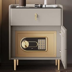 LYXWGRZD Intelligenter Nachttisch mit Safe Beige, 40cm