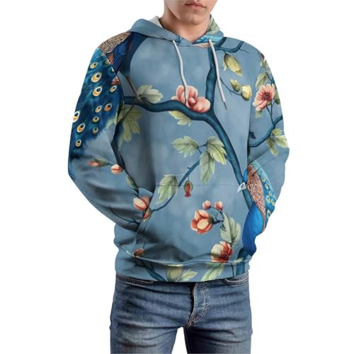 Sweat à Capuche Fleur de Paon Hoodie Chaud contre le Froid Actif - 6