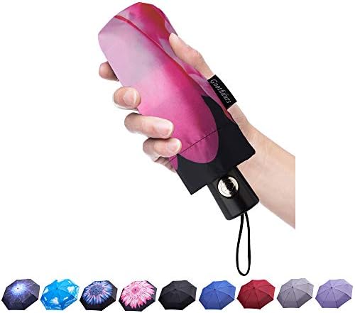 Goothdurs Automatic Mini Travel Windproof Umbrella Compact Auto Open/Close Small Lightweight Folding Rain Umbrellas for Women Men Kids