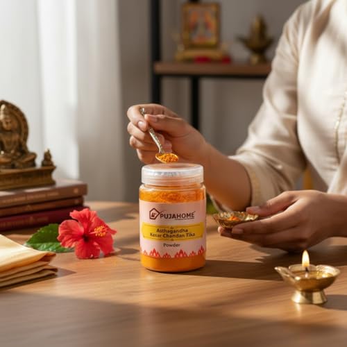 Image of Asthagandha Kesar Chandan Tika Powder Chandan Powder for Religious Pooja and Tilak 100 Gram X 2 Box