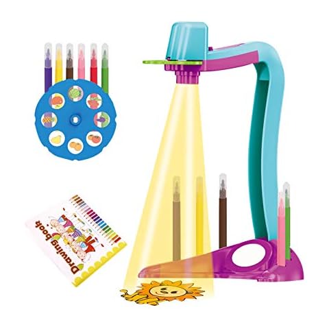 D-Rings Drawing Projector Table for Kids, Trace and Draw Projector Toy with Light & Music, Child Smart Projector Sketcher Desk, Learning Projection Painting Machine for Boy Girl 3-8 Years Old (Blue) Cover