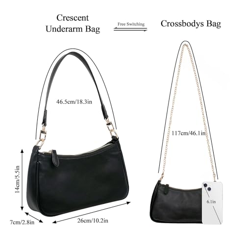 Image of YAMEIZE Trendy Small Shoulder Bags - Classic Crescent Bag with Removable Straps Tote Hobo Clutch Handbag for Women