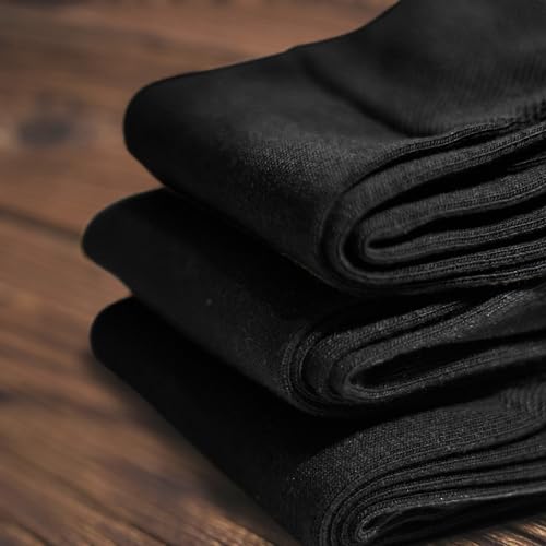 Duna Mens Lightweight Cotton Crew Socks - Super Soft and Breathable Black Socks4