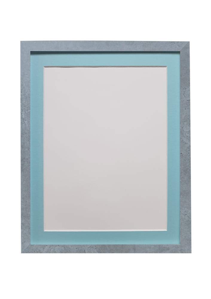 FRAMES BY POST H7 Picture Photo Frame Mineral Grey with Blue Mount 10 x 8 Image Size 8 x 6 Inch