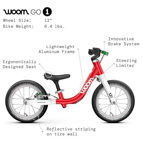 Image of woom GO 1 & GO 1 Plus Balance Bike for Toddlers & Kids 18 Month to 4.5 Years Old, 12-Inch & 14-Inch Lightweight Bicycles for Boys & Girls