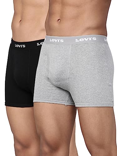 Image of Levi's 001 Classic Boxer Brief for Men | 100% Pure Cotton | Solid | Mid-Rise Men's Underwear | Anti-Roll Waistband | Durable Comfort with Extra Supportive Gusset | Functional Fly | Pack of 2