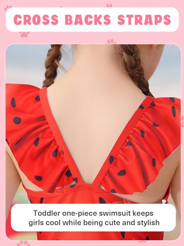 Image of Girls One Piece Swimsuits Toddler Cute Ruffle Bathing Suits Quick Dry Beach Swimwear Size 2-7 Years