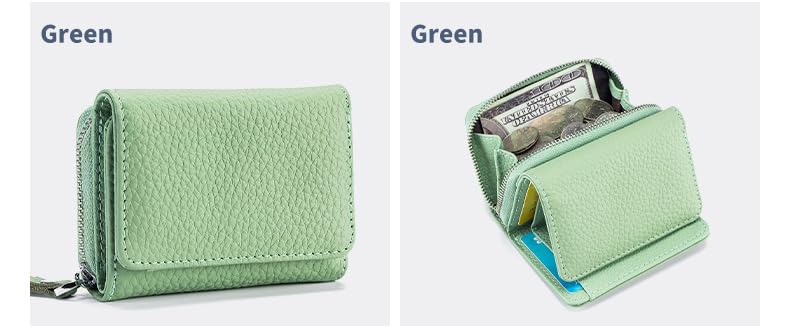 Irsutey Small Women's Wallet RFID Wallet with Zipper Coin Pocket Multi Purpose Zipper Folded Purses3