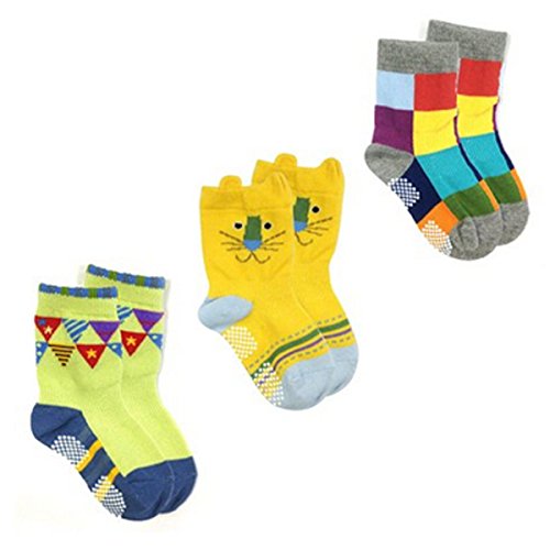 Wrapables Peek A Boo Animal Non-Skid Toddler Socks (Set of 3)
