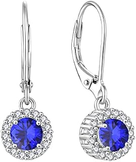JO WISDOM Women Halo Earrings,925 Sterling Silver Leverback Dangle & Drop Earrings with 5MM 3A Cubic Zirconia