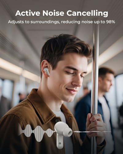 Wireless Earbuds, Ear Buds Active Noise Cancelling with Charging Case, 6.0 Bluetooth Earbuds with AI Clear Calls, 40H Playtime for Sports & Working, Stereo Sound Headphones for iPhone/Android/iPad - 4