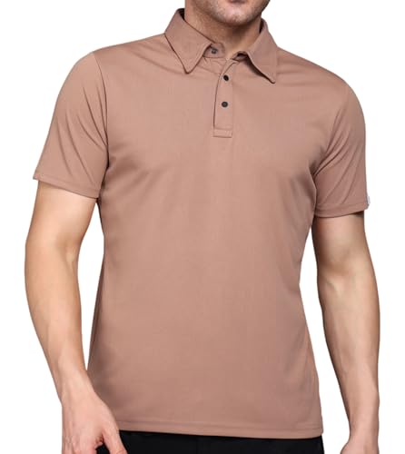 Image of INKKR Men Soild Polo Neck Texture T-Shirt