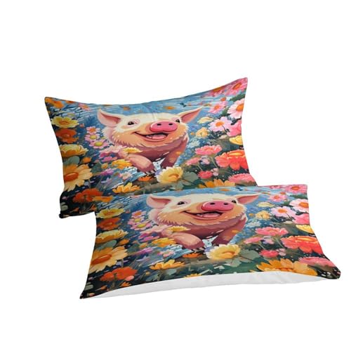 Housse de couette fleur colorée Cochon Heureux pour des nuits douces - 6
