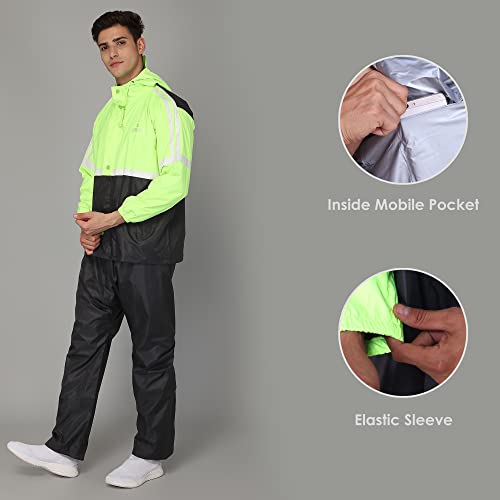Image of THE CLOWNFISH Men's Waterproof Casual Style Polyester Double Coating Reversible Raincoat With Hood And Reflector Logo At Back For Night Travelling