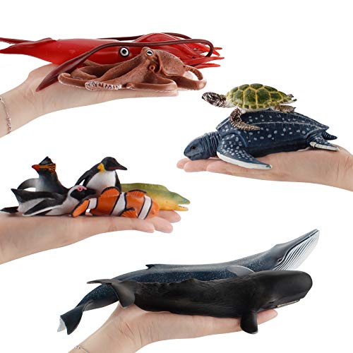 22 Pcs Sea Marine Animal Figures Ocean Creatures Action Models Fish Whale Shark Turtle Figurine Ornament Education Cognitive Toy For Boys Girls Kid #TOP2