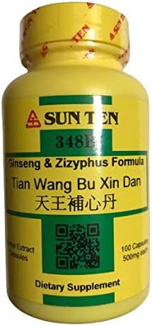 Sun Ten - Cápsulas de Fórmula de Ginseng e Zizyphus/Tian Wang Bu Xin Dan/天王補心丹 para Nutrientes do Coração e Equilíbrio Espiritual