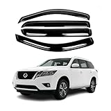 ZH Window Rain Guards Compatible with Nissan Pathfinder 2013 2014 2015 2016 2017 2018 2019 2020 2021-2mm Thick Tape-On Wind Deflectors for Front and Rear Windows, Durable &amp; Sleek Design, Set of 4