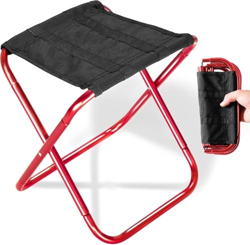 【軽量・コンパクト】BtcFu折りたたみ椅子 4色展開 ポータブルアウトドアチェア 折りたたみフィッシングスツール (レッド)