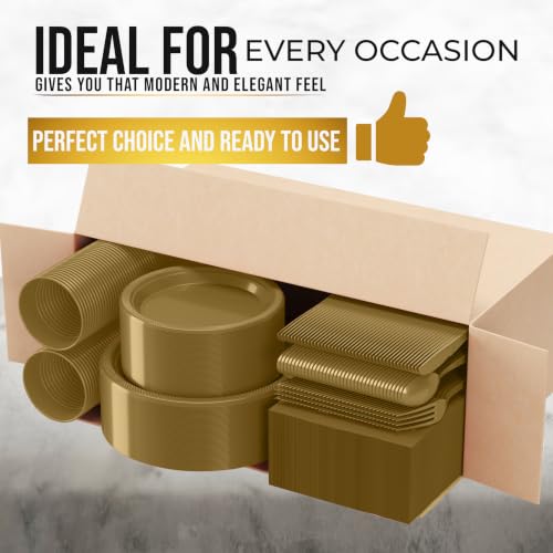 Image of Exquisite 350 Pcs Gold Plates and Napkins Party Supplies Plate Sets