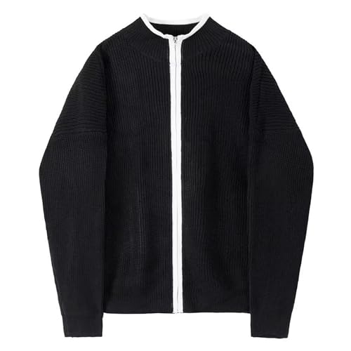 Stand Collar Double Zipper Cardigan Casual Cable Knitted Stand Collar Sweaters Mens Full Zip Long Sleeve Knitted Sweater
